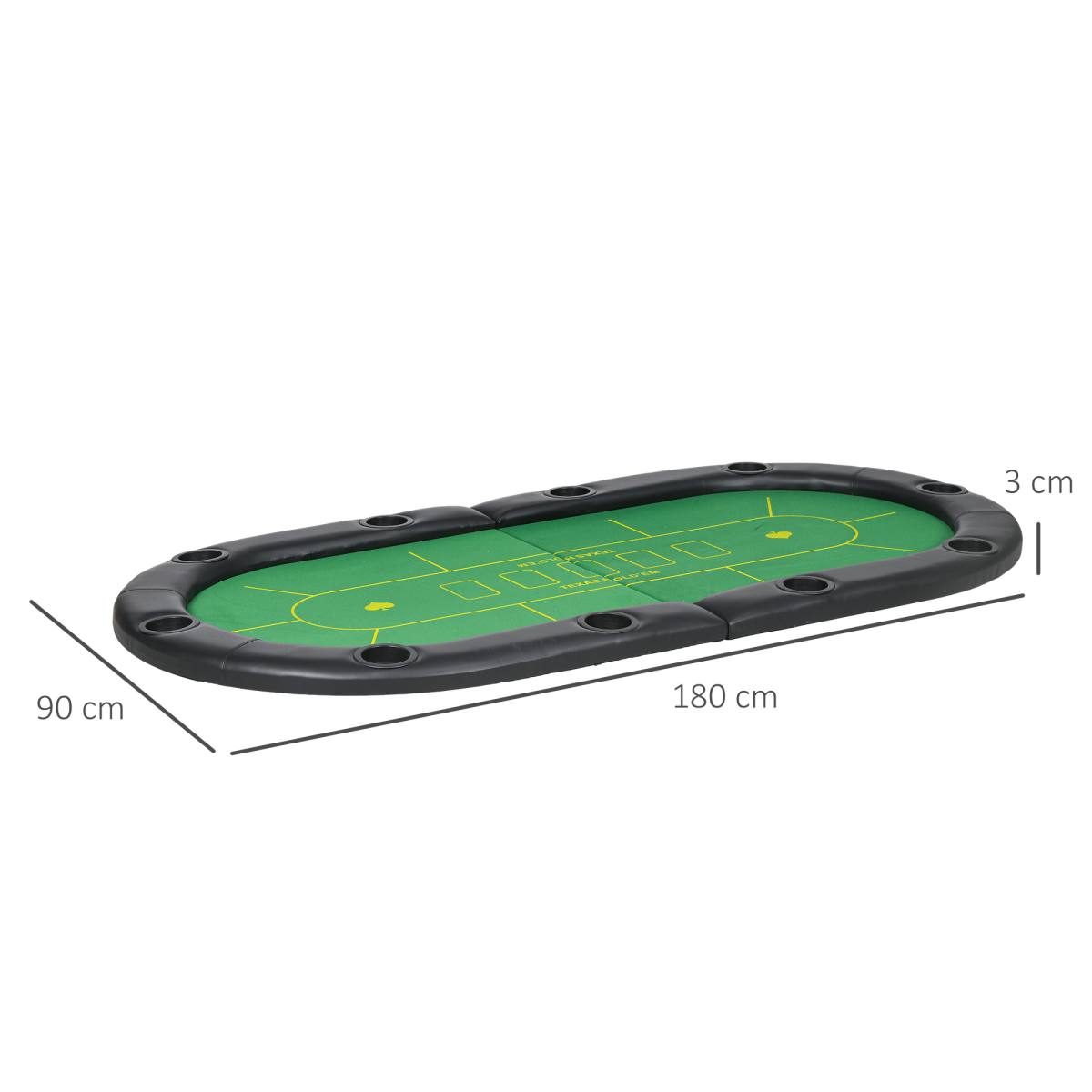 SPORTNOW Foldable Poker Mat for 10 Players with Cup Holders & Carry Bag – Green Felt Poker Table Top