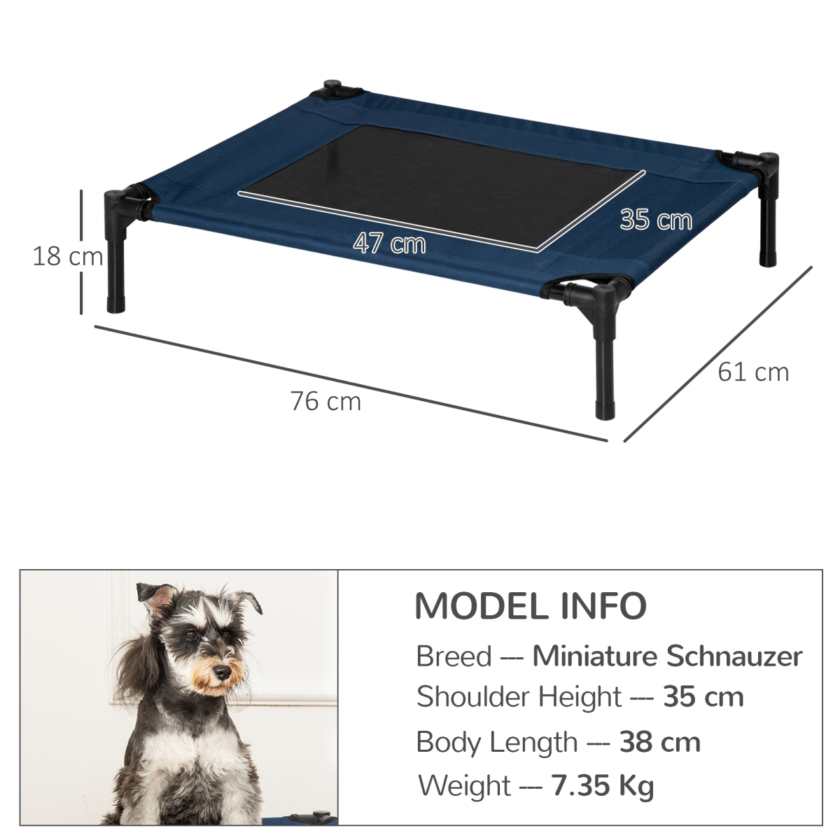PAWHUT Raised Pet Bed with Metal Frame and 600D Oxford Fabric – Portable Waterproof Dog and Cat Cot for Camping