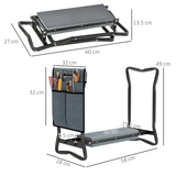 Outsunny Foldable Garden Kneeler and Seat with EVA Foam Pad & Removable Tool Bag – Steel Frame, Grey and Black