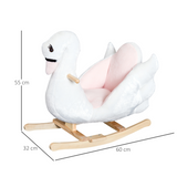HOMCOM Kids Ride-On Rocking Swan with Music and Safety Seat – Plush Toddler Rocker, 18 Months+
