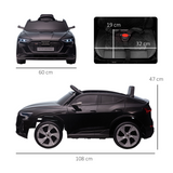 HOMCOM Audi E-tron 12V Electric Ride-On Car with Remote Control, LED Lights & Music – Kids, Black