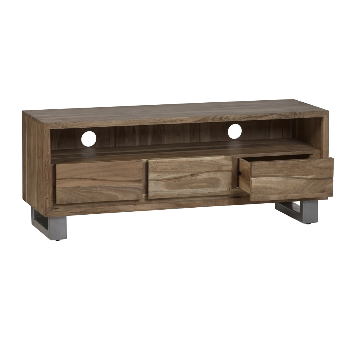 Baltic Live Edge Media Unit – Solid Wood TV Stand with Storage for Consoles and Media Devices