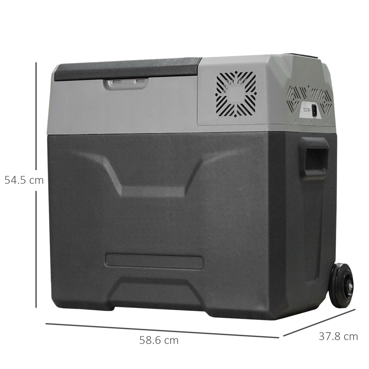 HOMCOM 50L Portable Car Fridge Freezer, 12/24V with Wheels & Handle – Cools Down to -20°C for Camping & Travel