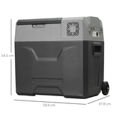 HOMCOM 50L Portable Car Fridge Freezer, 12/24V with Wheels & Handle – Cools Down to -20°C for Camping & Travel