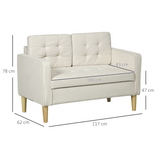 HOMCOM Cream Loveseat Sofa under-seat storage compartment open