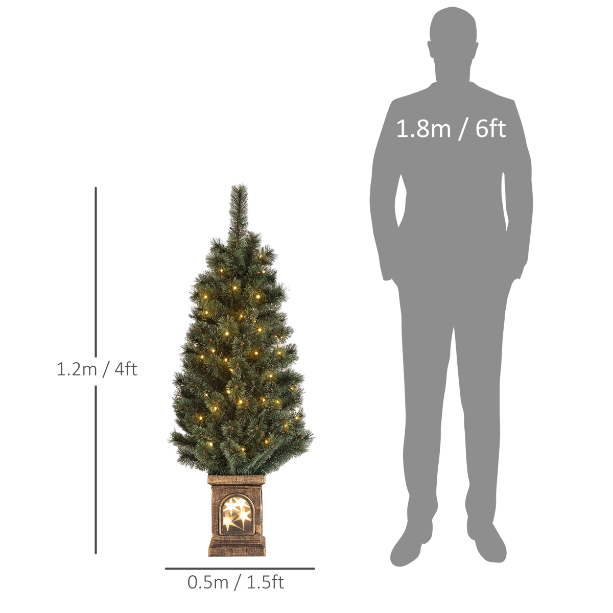 HOMCOM 4ft Artificial Christmas Tree with 80 Warm White LED Lights, Remote & Timer – Indoor Festive Decor, Green