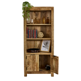 Surrey Solid Mango Wood Bookcase with 2 Doors & 3 Shelves – Living Room & Study Storage