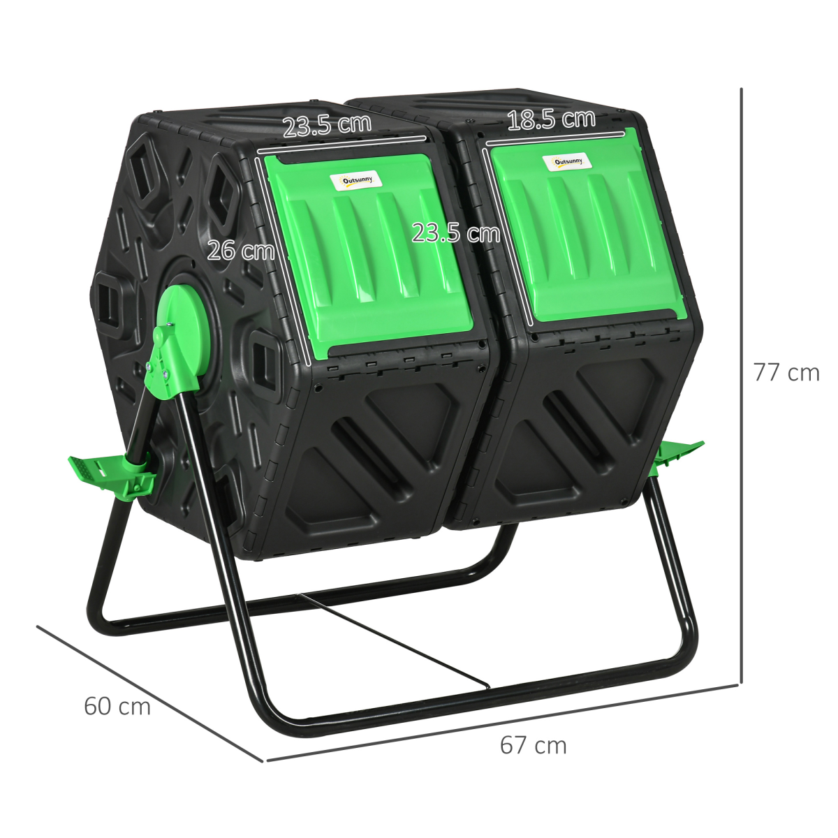 Outsunny 130L Dual Chamber Rotating Compost Bin Tumbler with Ventilation Holes – Garden Composter