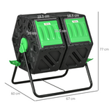 Outsunny 130L Dual Chamber Rotating Compost Bin Tumbler with Ventilation Holes – Garden Composter