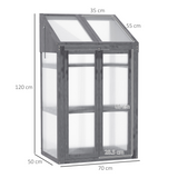 Outsunny Wooden Cold Frame Greenhouse with 3 Slatted Shelves & Double Doors – Grow House, Grey