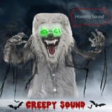 HOMCOM Halloween Animatronic Skeleton Werewolf Prop with Pop-Up Head & Light-Up Eyes – Indoor Outdoor Decor