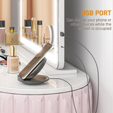 HOMCOM Vanity Mirror with LED Lights, 10X Magnifying Mirror & USB Charging Port – Wall or Tabletop, White