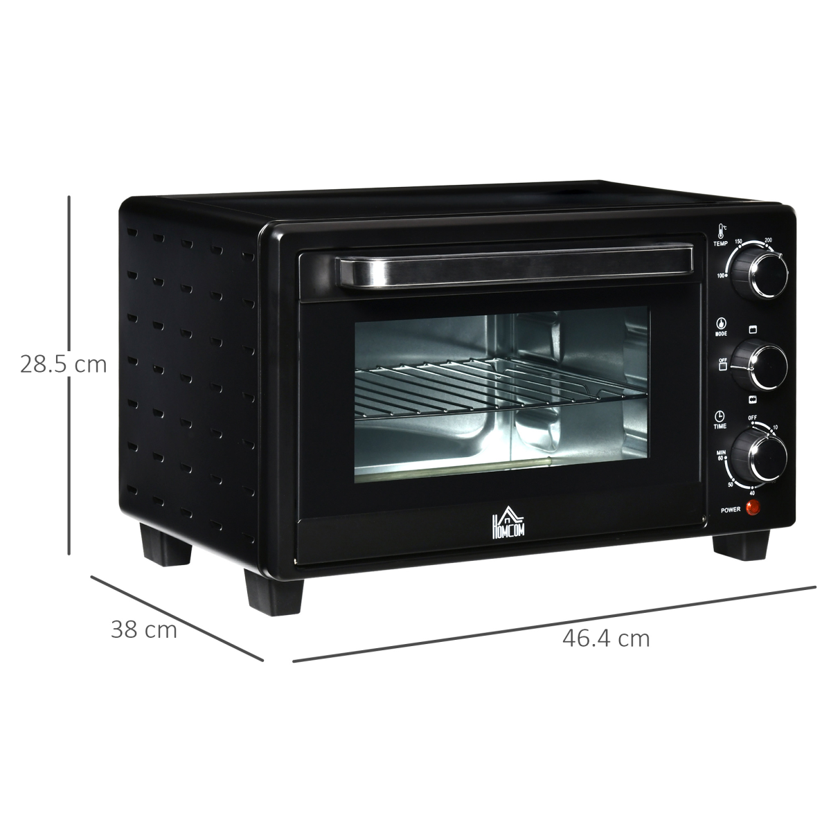 HOMCOM 21L Mini Oven & Grill with Timer, Baking Tray & Wire Rack, 1400W – Countertop Kitchen Oven
