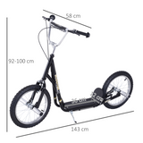 HOMCOM Kids Stunt Scooter with 16" Wheels and Adjustable Height – Front and Rear Brakes, Black