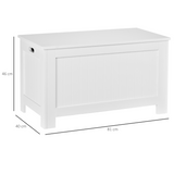 HOMCOM Large Toy Chest Storage Box with Lid & Safety Hinges – Kids Bedroom and Playroom Storage, White