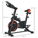 HOMCOM Exercise Bike with 8kg Flywheel, Adjustable Height & Resistance, Monitor – Home Cardio Cycle, Black