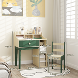AIYAPLAY Kids Desk and Chair Set with Storage Shelves, Drawer & Storage Grids – Study Set for Ages 3–10, Green