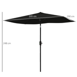 Outsunny 2 x 3m Rectangular Garden Parasol with Crank Handle & Tilt, UV Resistant – Patio Sunshade, Black