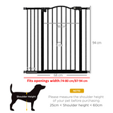 PawHut 74–94cm Adjustable Metal Pet Gate with Auto-Close Door & Double Locking – Stairs, White