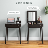 HOMCOM Dressing Table with Flip-Up Mirror and 2 Drawers – Vanity Makeup Desk and Writing Desk, Black