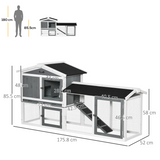 Pawhut Two-Tier Wooden Rabbit Hutch with Run Box, Slide-Out Tray & Ramp – Outdoor Small Animal House