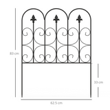 Outsunny 5-Piece Decorative Garden Fence Panels – Interlocking Metal Border Edging with Powder-Coated Finish