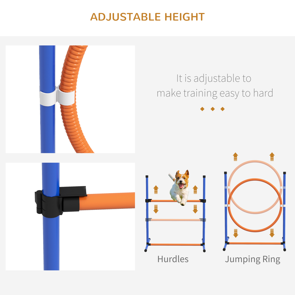 PawHut 4 Piece Dog Agility Training Set with Weave Poles, Pause Box, Hurdle, Jumping Ring & Carry Bag – Outdoor Games