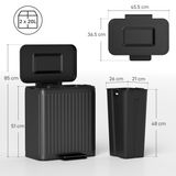 Dual Kitchen Pedal Bin with 2 x 20L Removable Buckets – Powder Coated Metal Recycling Bin, Black