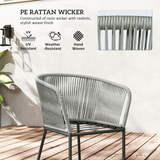 Outsunny 6-Seater PE Rattan Garden Dining Set with Acacia Wood Table & Cushions – Outdoor Furniture, Grey