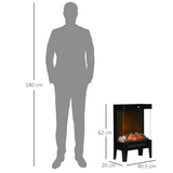 HOMCOM Electric Fireplace Heater with Quiet LED Flame Effect, 1000W/2000W and Overheat Protection