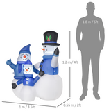 HOMCOM 4ft Inflatable Christmas Snowmen Family Trio with LED Lights – Indoor Outdoor Yard Decoration
