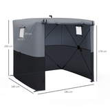 Outsunny 2 x 2m Pop Up Gazebo Party Tent with Sides, 2 Mesh Windows & Carry Bag – UV30+ Cover, Black/Grey