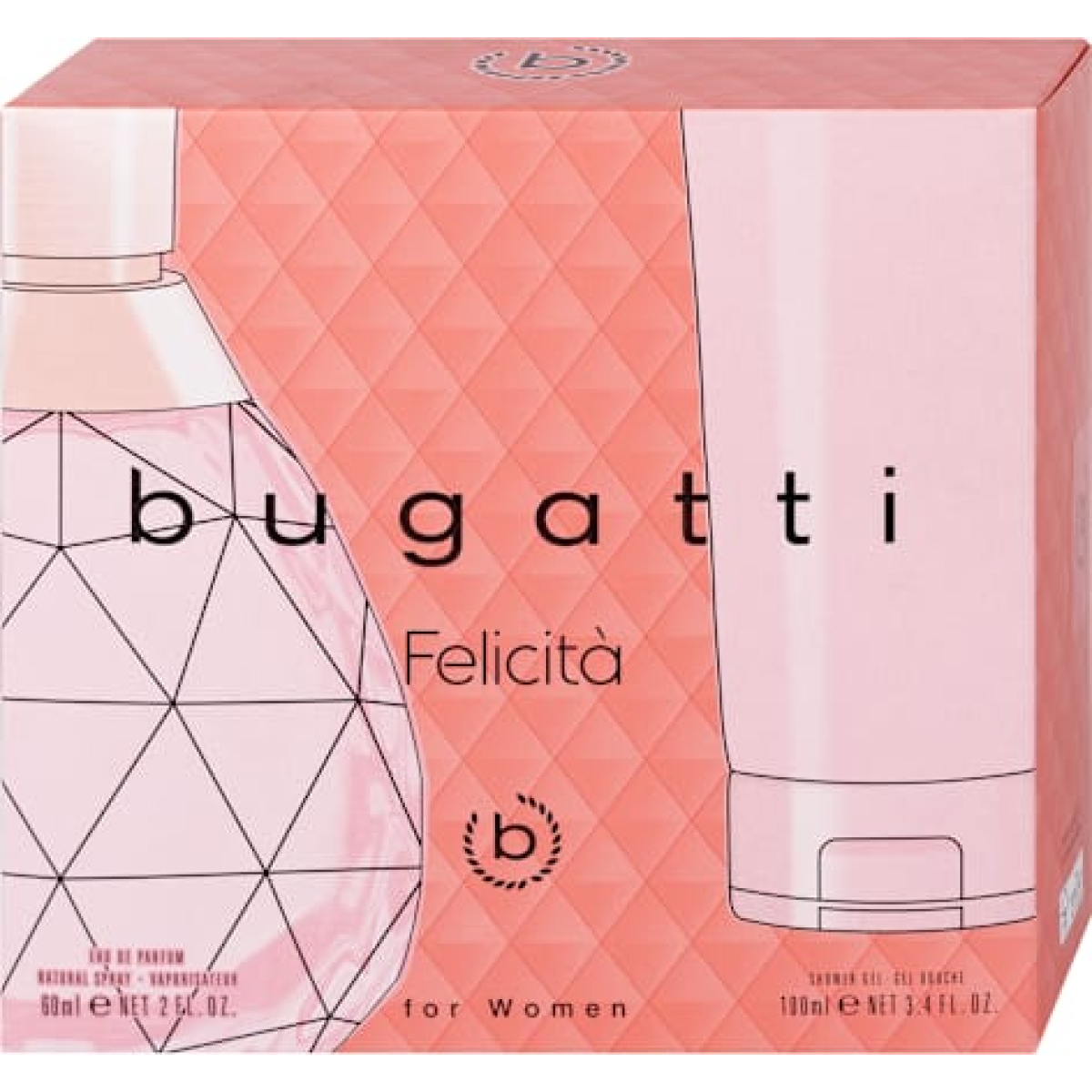 Bugatti Felicita For Women Gift Set – 60ml Eau de Parfum Spray & 100ml Shower Gel, Floral Woody Fragrance