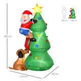 1.8m Inflatable Christmas Tree with Santa Claus & Dog, LED Lights – Self-Inflating Indoor & Outdoor Decoration