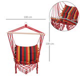 Outsunny Hammock Chair Swing with Wooden Spreader Bar & Tassels – Indoor Outdoor Hanging Seat