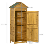 Outsunny Wooden Garden Storage Shed Tool Cabinet with Two Lockable Doors & Shelves – Fir Wood, 191.5cm
