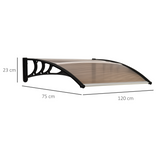 Outsunny Curved Polycarbonate Door Awning with Black Bracket – Rain and UV Protection, Brown