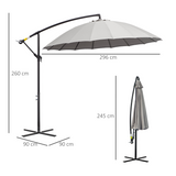 Outsunny 3m Cantilever Parasol with Hand Crank, Top Air Vent & Cross Base – Offset Patio Shade, Grey