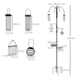 PawHut Bird Feeding Station Kit with 6 Hooks and 4 Hanging Feeders – Garden Wild Bird Feeder Pole