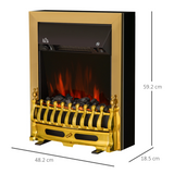 HOMCOM 2000W LED Flame Electric Fireplace with Coal Burning Effect – Freestanding Heater, Golden