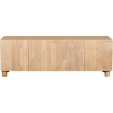 Austin Solid Wood Large Low Board TV Cabinet with Media Storage – Natural Grain Living Room Unit