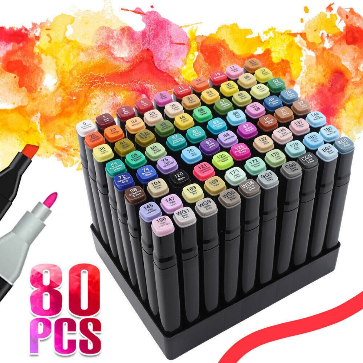 80 Colour Acrylic Paint Marker Pens Set – Permanent Dual Tip Markers for DIY, Graffiti & Sketching