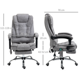 Vinsetto Heated Massage Office Chair with 6 Vibration Points & Footrest – Reclining Home Office Chair, Grey