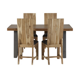 Metropolis Industrial Dining Chairs, Set of 2 – Metal and Wood Design, Sturdy Everyday Seating