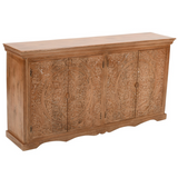 Artwork Carved Solid Mango Wood XL Sideboard – Handcrafted Statement Storage with Detailed Carving