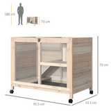 Pawhut Indoor Rabbit Hutch with Openable Roof, Pull-Out Tray & Ramp – Guinea Pig House, Natural