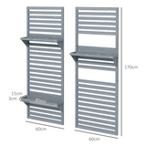 Outsunny Set of 2 Wall Mounted Plant Stands with Shelves & Slatted Trellis – Fir Wood Planters, Grey