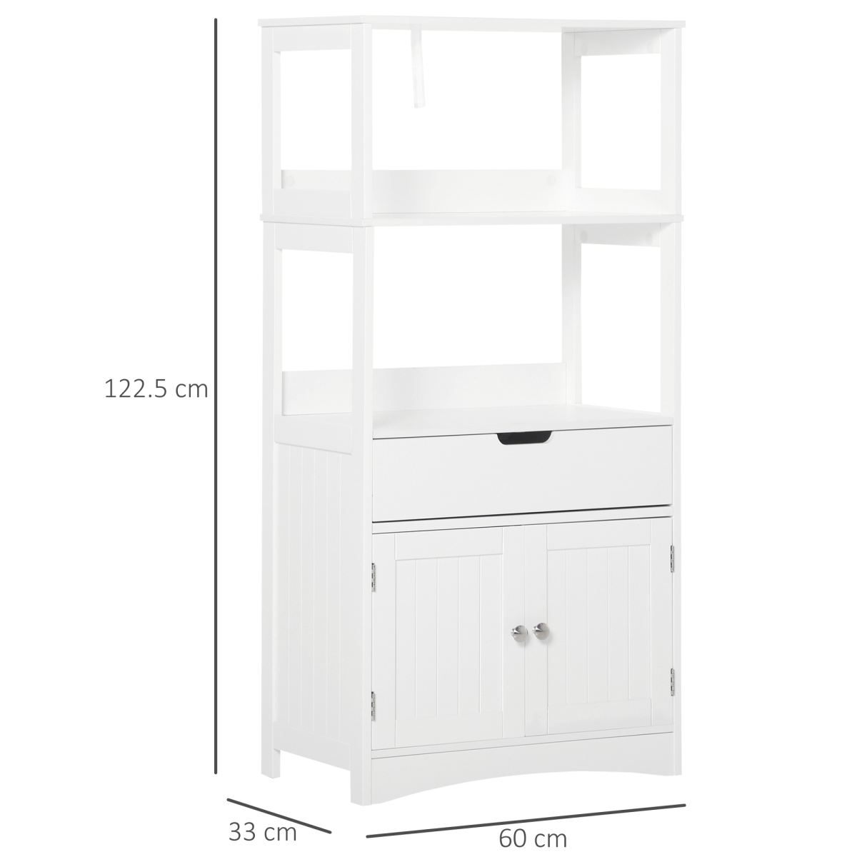 kleankin Bathroom Floor Storage Cabinet with Drawer, Shelves & Cupboard – Freestanding Storage
