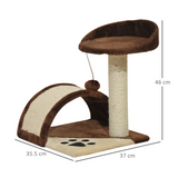 PawHut Cat Tree with Sisal Scratching Posts & Fun Ball Toy – Cosy Play and Rest Tower for Kittens, Brown