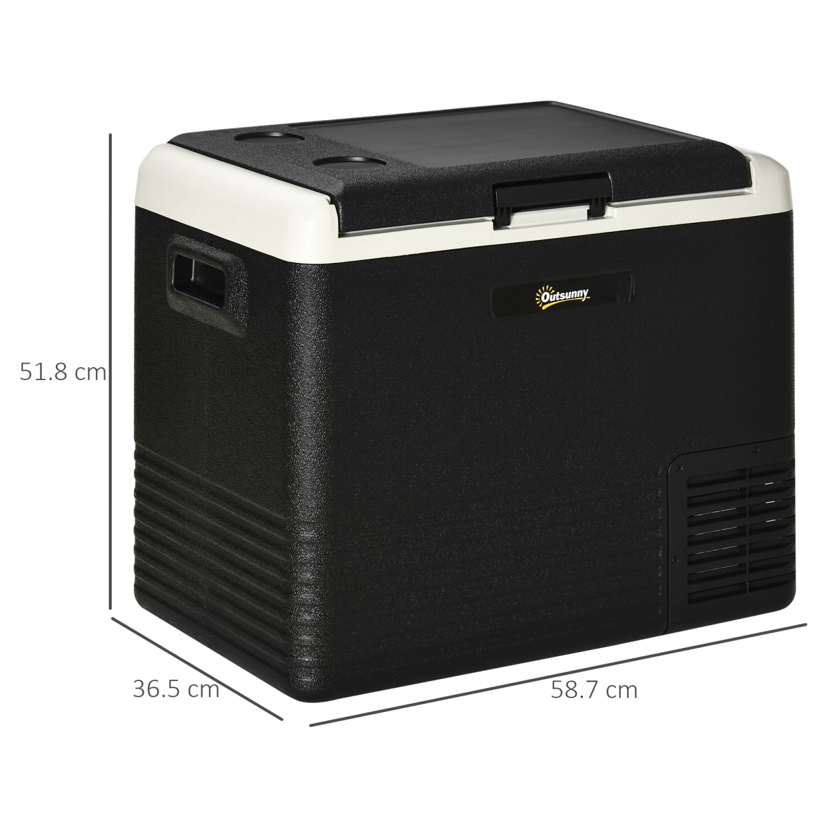 Outsunny 50L Portable Car Fridge Freezer, 12V/24V DC and 110/240V AC – Camping & Driving Compressor Cooler